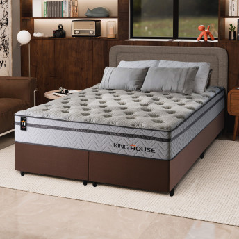 Conjunto Cama Box Magnético Bali Relax Cinza King 193x203x71