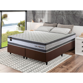 Conjunto Cama Box Molas Ensacadas Alpine Cinza Queen 158x198x65