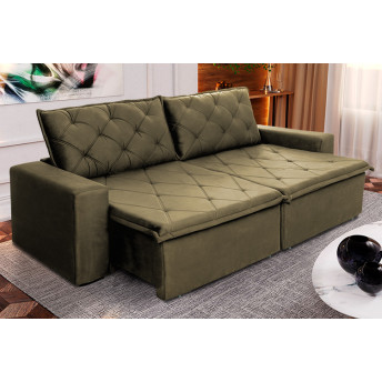 Sofá Cama Retrátil Reclinável Bangkok Suede Velut molas no Assento - King House