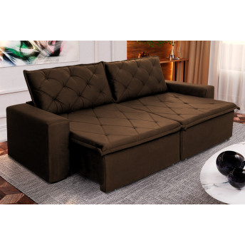 Sofá Cama Retrátil Reclinável Bangkok Suede Velut molas no Assento - King House