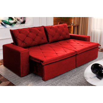 Sofá Cama Retrátil Reclinável Bangkok Suede Velut molas no Assento - King House