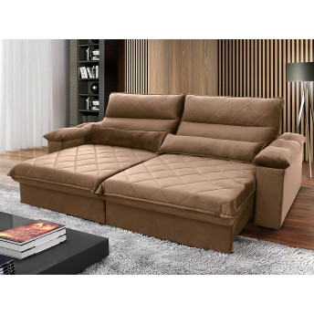 Sofá Retrátil Reclinável Grécia Suede Velut Molas no Assento - King House