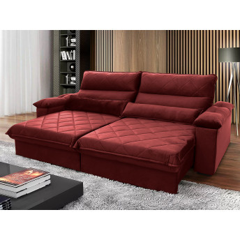 Sofá Retrátil Reclinável Grécia Suede Velut Molas no Assento - King House