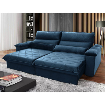 Sofá Retrátil Reclinável Grécia Suede Velut Molas no Assento - King House