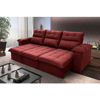 Sofá Retrátil Reclinável Verona Suede Velut Molas no Assento - King House